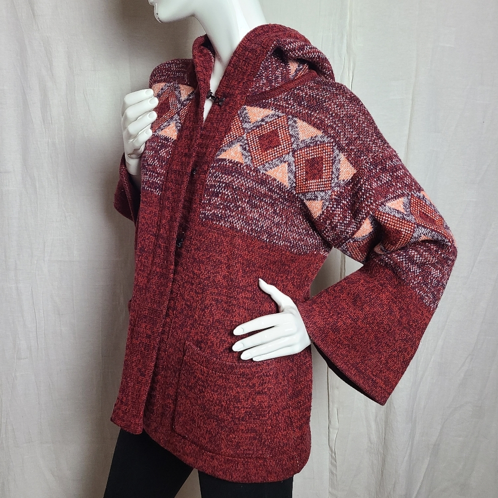 Vintage Eaton Women's L Jacket Acrylic Nordic Geometric Alpine Long Sleeves - Picture 4 of 13